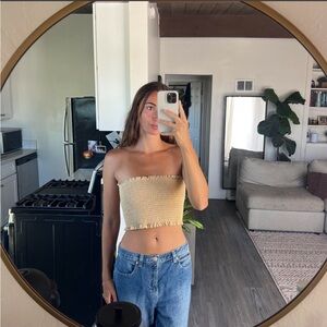 Double Zero Beige Tube Crop Top